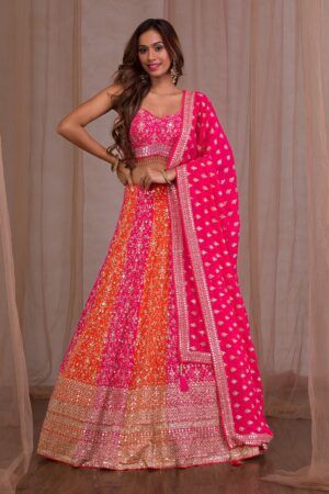 Pink Zariwork Georgette Readymade Lehenga